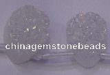 CAG8139 Top drilled 22*30mm teardrop white plated druzy agate beads