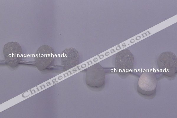 CAG8139 Top drilled 22*30mm teardrop white plated druzy agate beads