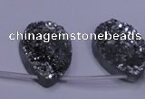 CAG8142 Top drilled 30*40mm teardrop silver plated druzy agate beads