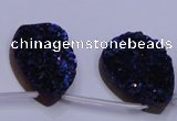 CAG8146 Top drilled 30*40mm teardrop blue plated druzy agate beads