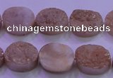 CAG8161 7.5 inches 12*16mm oval champagne plated druzy agate beads