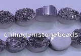 CAG8162 7.5 inches 12*16mm oval silver plated druzy agate beads