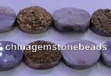 CAG8163 7.5 inches 12*16mm oval glod plated druzy agate beads