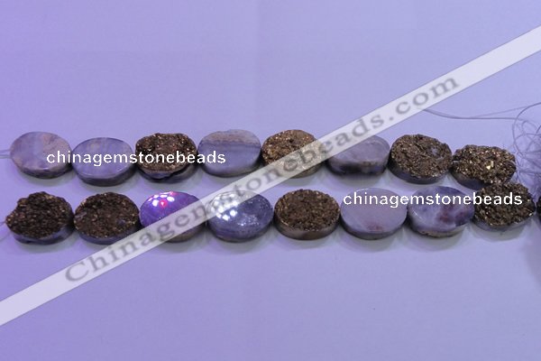 CAG8163 7.5 inches 12*16mm oval glod plated druzy agate beads