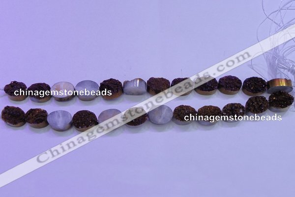 CAG8164 7.5 inches 12*16mm oval rainbow plated druzy agate beads