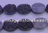 CAG8165 7.5 inches 12*16mm oval purple plated druzy agate beads