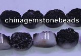 CAG8167 7.5 inches 12*16mm oval black plated druzy agate beads