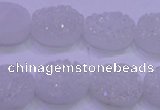 CAG8170 7.5 inches 13*18mm oval white plated druzy agate beads