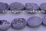 CAG8172 7.5 inches 13*18mm oval silver plated druzy agate beads