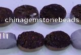 CAG8175 7.5 inches 13*18mm oval purple plated druzy agate beads