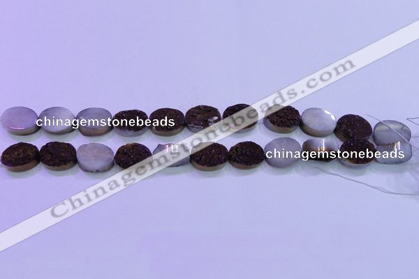CAG8175 7.5 inches 13*18mm oval purple plated druzy agate beads