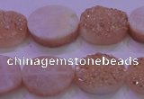 CAG8181 7.5 inches 15*20mm oval champagne plated druzy agate beads