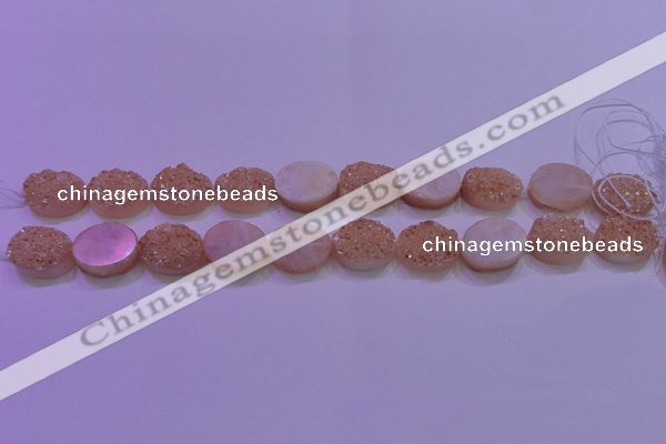 CAG8181 7.5 inches 15*20mm oval champagne plated druzy agate beads