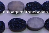 CAG8186 7.5 inches 15*20mm oval blue plated druzy agate beads