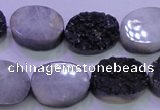 CAG8187 7.5 inches 15*20mm oval black plated druzy agate beads