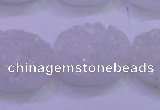 CAG8190 7.5 inches 18*25mm oval white plated druzy agate beads