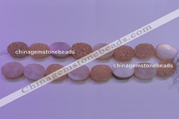 CAG8191 7.5 inches 18*25mm oval champagne plated druzy agate beads