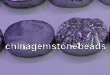 CAG8192 7.5 inches 18*25mm oval silver plated druzy agate beads