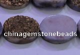 CAG8193 7.5 inches 18*25mm oval glod plated druzy agate beads