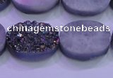 CAG8194 7.5 inches 18*25mm oval rainbow plated druzy agate beads