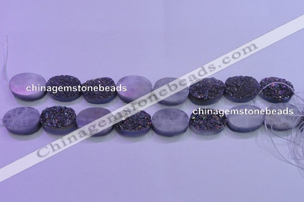 CAG8194 7.5 inches 18*25mm oval rainbow plated druzy agate beads