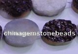 CAG8195 7.5 inches 18*25mm oval purple plated druzy agate beads