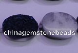 CAG8196 7.5 inches 18*25mm oval blue plated druzy agate beads