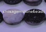 CAG8197 7.5 inches 18*25mm oval black plated druzy agate beads