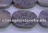 CAG8202 7.5 inches 20*30mm oval silver plated druzy agate beads