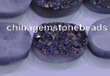 CAG8204 7.5 inches 20*30mm oval rainbow plated druzy agate beads