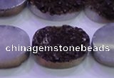 CAG8205 7.5 inches 20*30mm oval purple plated druzy agate beads