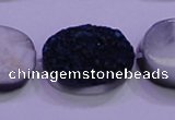 CAG8206 7.5 inches 20*30mm oval blue plated druzy agate beads