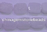 CAG8210 Top drilled 10*14mm rectangle white plated druzy agate beads