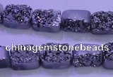 CAG8212 Top drilled 10*14mm rectangle silver plated druzy agate beads