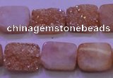 CAG8221 Top drilled 12*16mm rectangle champagne plated druzy agate beads