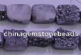 CAG8222 Top drilled 12*16mm rectangle silver plated druzy agate beads