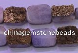 CAG8223 Top drilled 12*16mm rectangle glod plated druzy agate beads