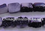 CAG8227 Top drilled 12*16mm rectangle black plated druzy agate beads