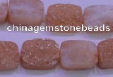 CAG8231 Top drilled 13*18mm rectangle champagne plated druzy agate beads