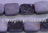 CAG8234 Top drilled 13*18mm rectangle rainbow plated druzy agate beads