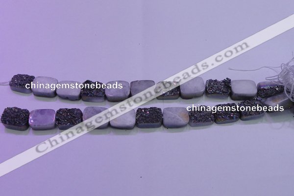 CAG8234 Top drilled 13*18mm rectangle rainbow plated druzy agate beads