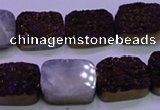 CAG8235 Top drilled 13*18mm rectangle purple plated druzy agate beads