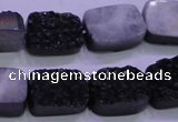 CAG8237 Top drilled 13*18mm rectangle black plated druzy agate beads