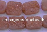 CAG8241 Top drilled 15*20mm rectangle champagne plated druzy agate beads