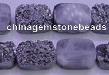 CAG8242 Top drilled 15*20mm rectangle silver plated druzy agate beads