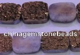 CAG8243 7.5 inches 15*20mm rectangle glod plated druzy agate beads