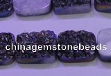 CAG8244 Top drilled 15*20mm rectangle rainbow plated druzy agate beads