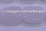 CAG8250 Top drilled 18*25mm rectangle white plated druzy agate beads