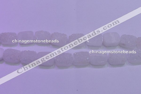 CAG8250 Top drilled 18*25mm rectangle white plated druzy agate beads