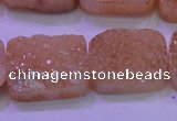 CAG8251 Top drilled 18*25mm rectangle champagne plated druzy agate beads
